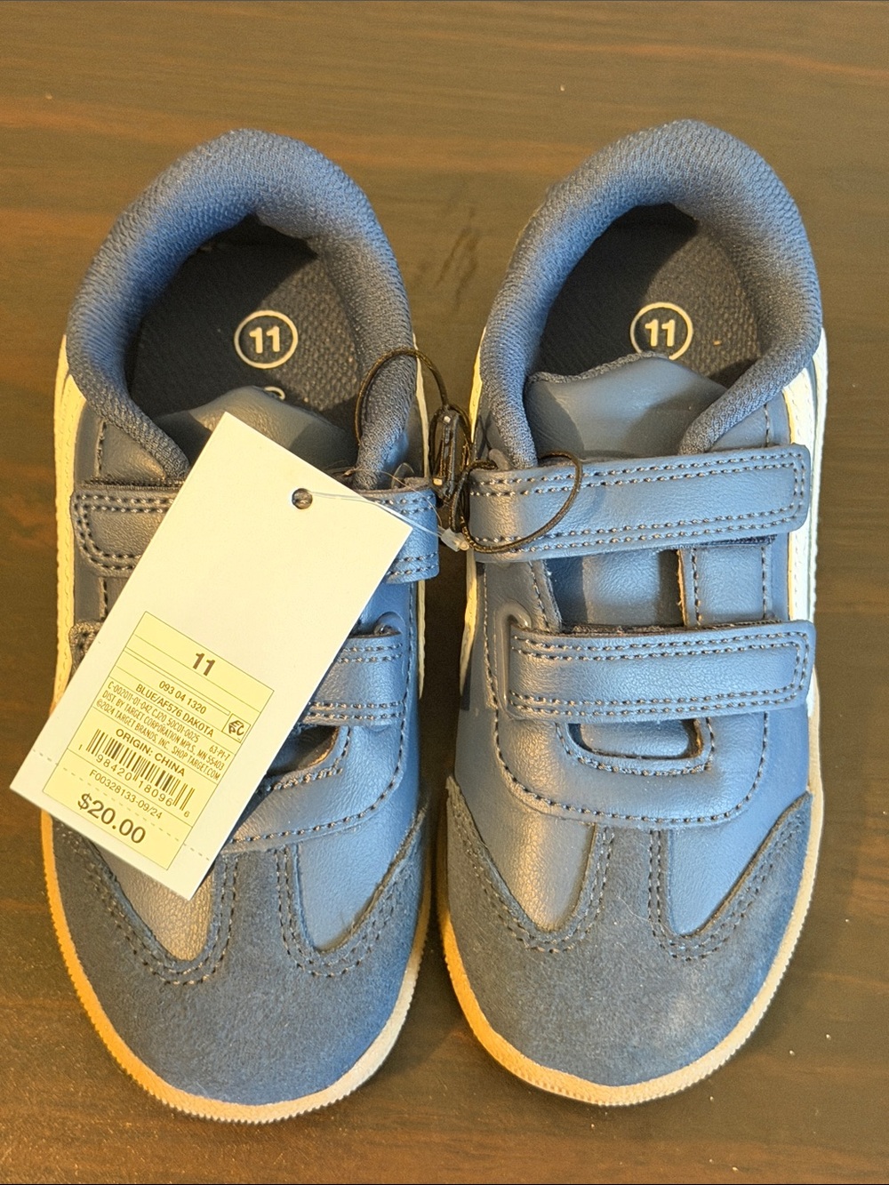 Kids Blue Velcro Sneakers - Size 11